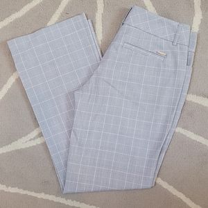 NY&Co Plaid Stripe Pants Trousers Straight Leg Gray Pink Sz Petite 4